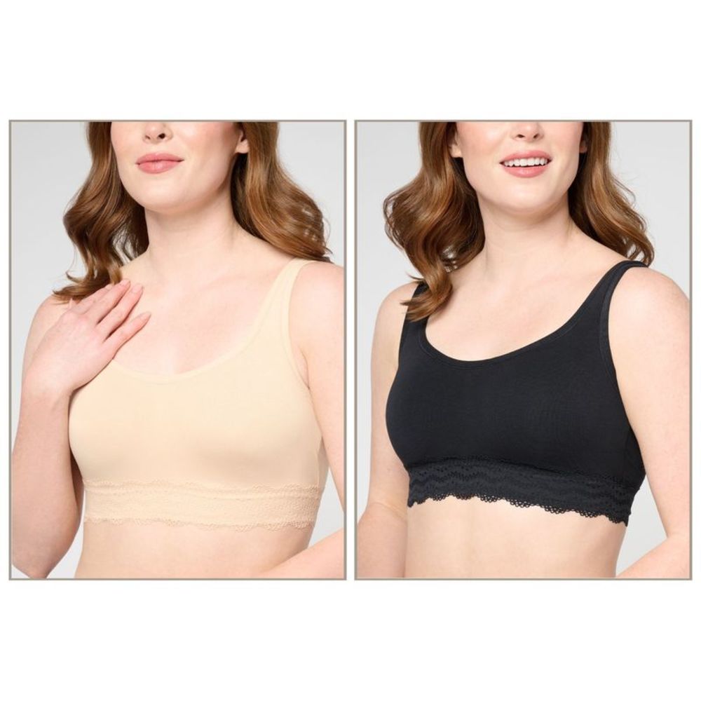 Set of 2 Cuddl Duds Women's Bra Sz M Intimates Lace Scoop Neck Beige A272856